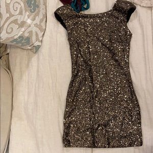 Mink pink sequin mini dress bronze
